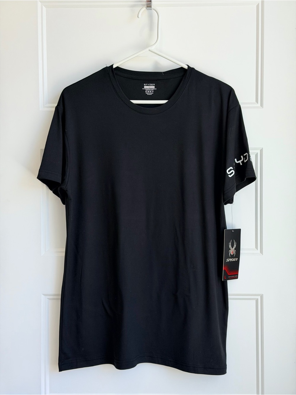 Spyder Black Short Sleeve Performance Tee with Sleeve Logo